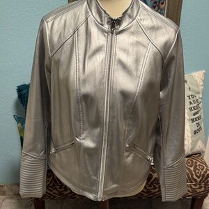 Torrid Metallic Silver Leather Jacket